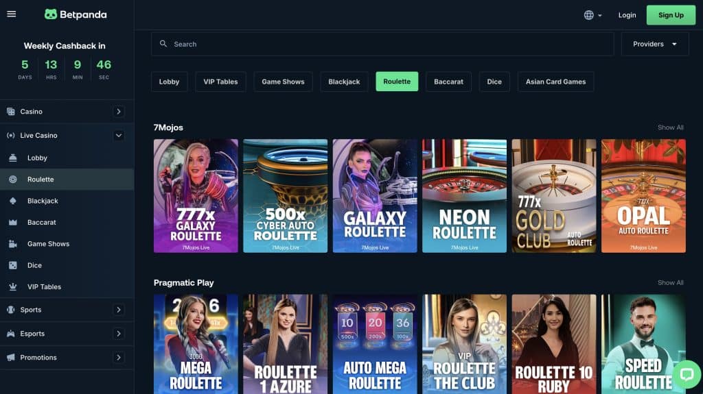 Betpanda Crypto Casino Live Dealer Roulette